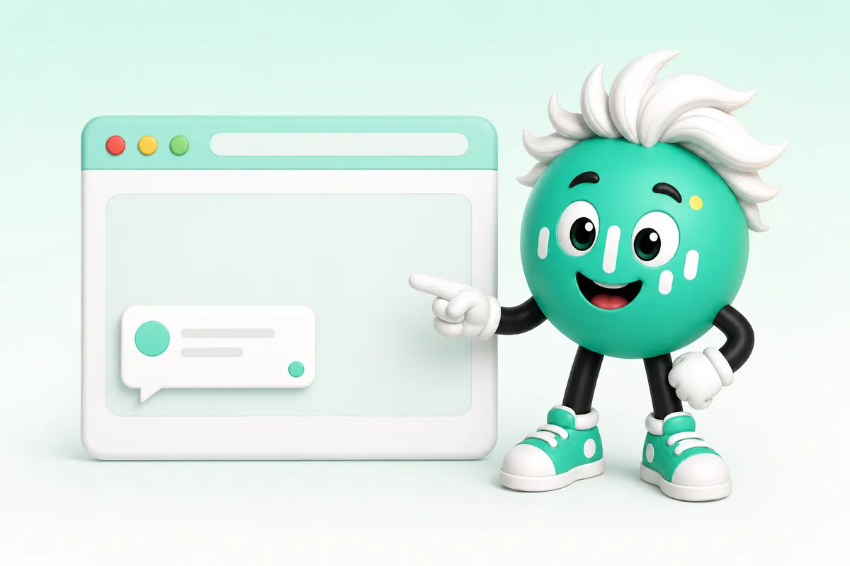 zep pointing at a website window with an embedded chat window